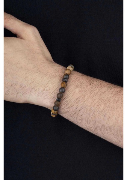 Hematit Geçişli Mat Kaplan Gözü Doğal Taş Erkek Bileklik fiyatları