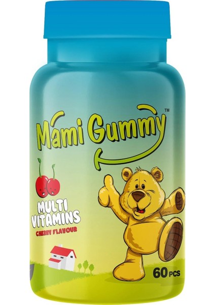 MamiGummy Kids Gummies Multivitamin 60 Adet Çiğnenebilir Gummy Jel Kiraz Aromalı