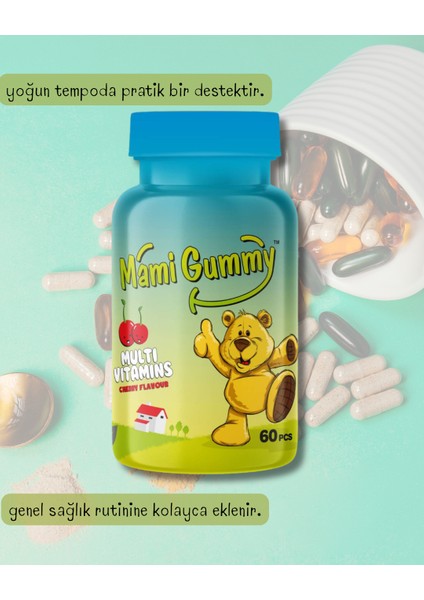 MamiGummy Kids Gummies Multivitamin 60 Adet Çiğnenebilir Gummy Jel Kiraz Aromalı fiyatları