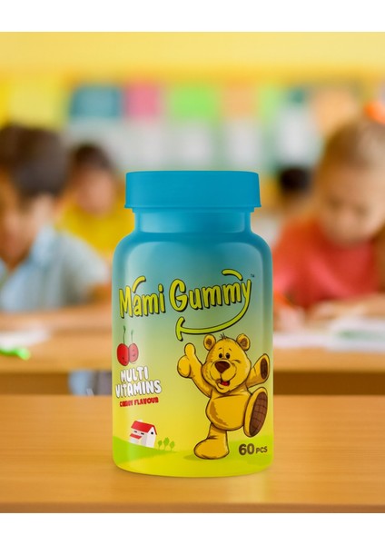 MamiGummy Kids Gummies Multivitamin 60 Adet Çiğnenebilir Gummy Jel Kiraz Aromalı fırsatları