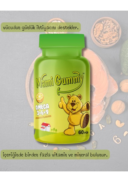 MamiGummy Kids Gummies Omega 3+6+9 60 Adet Çiğnenebilir Gummy Portakal Aromalı fiyatları