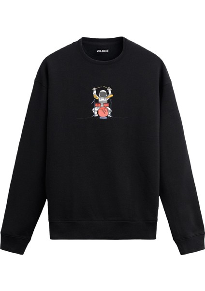 Astronot Davulcu Uzay Tasarım Baskılı Unisex Sweatshirt