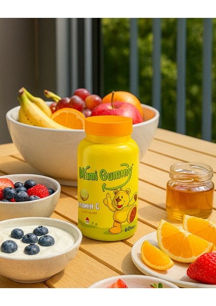 Kids Gummies C Vitamini İçeren 60 Adet Çiğnenebilir Gummy Jel Portakal Aromalı fırsatları