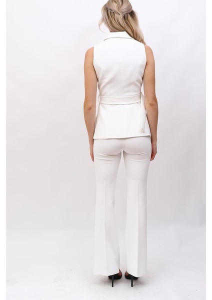 Erkek Yaka Yırtmaçlı Yelek-Beyaz fırsatları