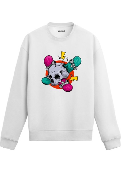 Kaykay Kurukafa Tasarım Baskılı Unisex Sweatshirt