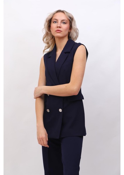 Erkek Yaka Blazer Yelek-Lacivert fiyatları