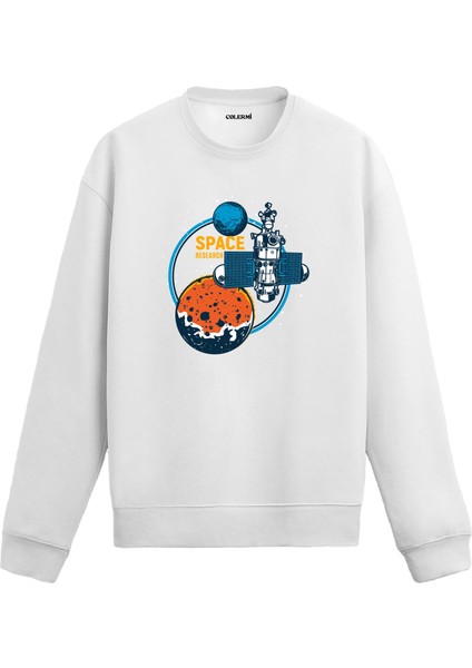Uzay Araştırması Uzay Tasarım Baskılı Unisex Sweatshirt