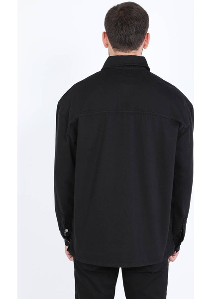 Erkek Oversize Jean Gömlek Siyah