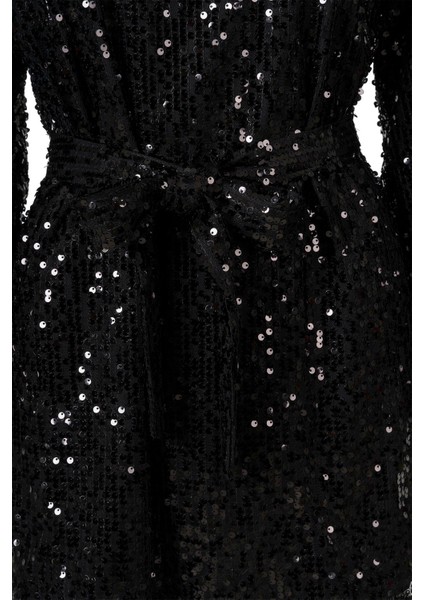 Kadın Uzun Kollu Payetli Elbise modelleri