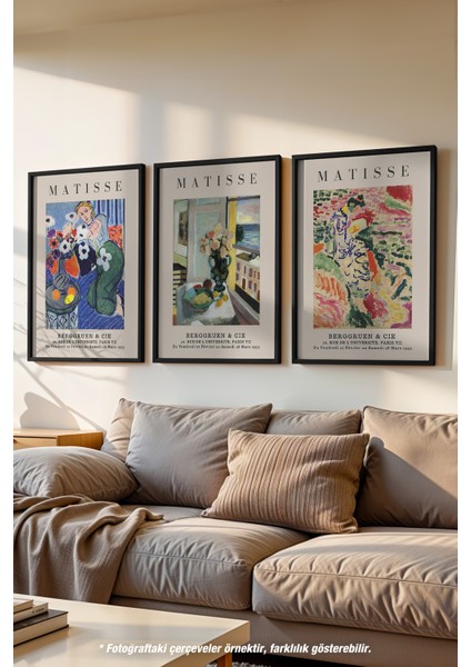 Matisse 3'lü Siyah Çerçeveli Poster, Tablo Seti No:16