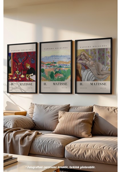 Matisse Dekoratif 3'lü Siyah Çerçeveli Poster, Tablo Seti No:19