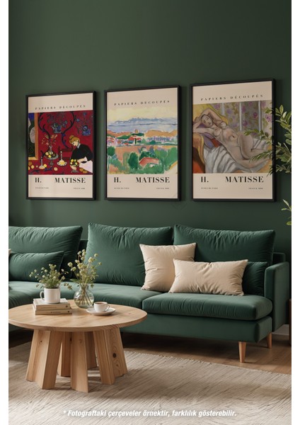 Matisse Dekoratif 3'lü Siyah Çerçeveli Poster, Tablo Seti No:19 modelleri