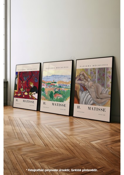 Matisse Dekoratif 3'lü Siyah Çerçeveli Poster, Tablo Seti No:19 fırsatları