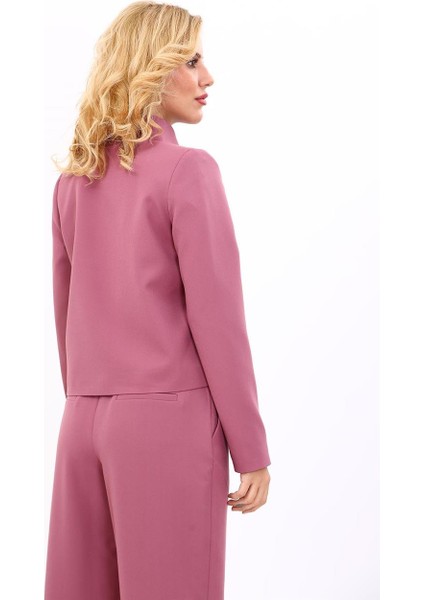 Oval Dik Yaka Kısa Ceket-Rose fırsatları