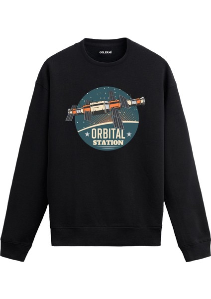 Orbital Station Uzay Tasarım Baskılı Unisex Sweatshirt