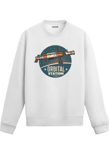 Orbital Station Uzay Tasarım Baskılı Unisex Sweatshirt