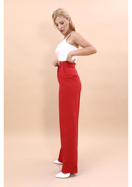 Korsaj Kemer Palazzo Pantolon-Kırmızı fiyatları