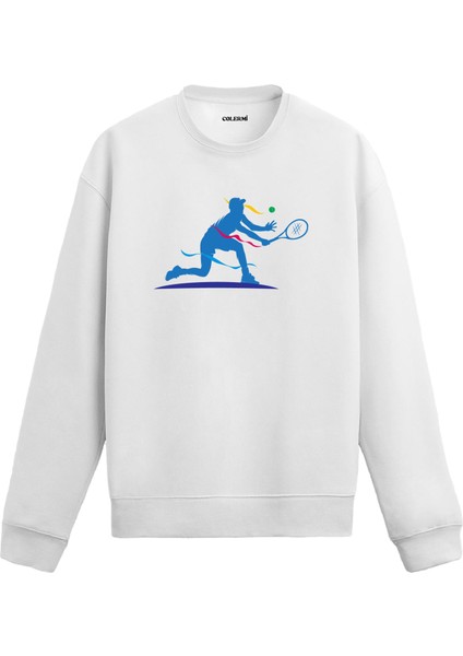Tenis Servis Tasarım Baskılı Unisex Sweatshirt