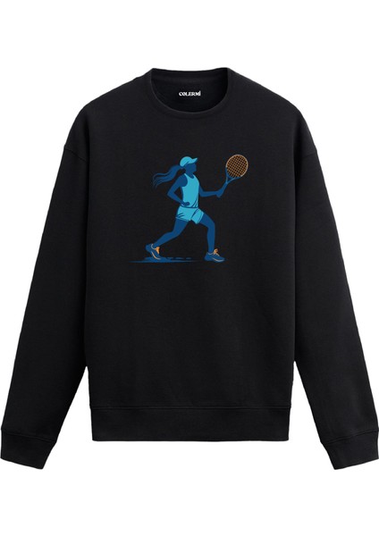 Kadın Tenisçi Tasarım Baskılı Unisex Sweatshirt