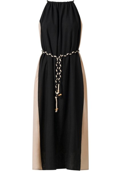 Kadın Siyah Çift Renkli Elbise