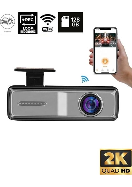 Fullhd 1440P 2k Geniş Açı Gece Görüşlü Akıllı Araç Içi Kamera. Wifi Araç Kamerası.