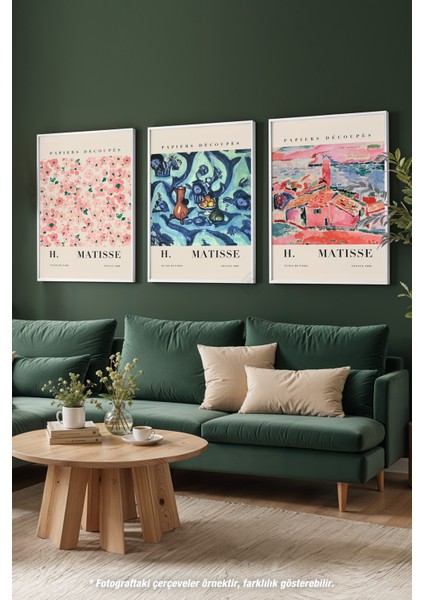 H Matisse 3'lü Beyaz Çerçeveli Poster, Tablo Seti No:17 modelleri