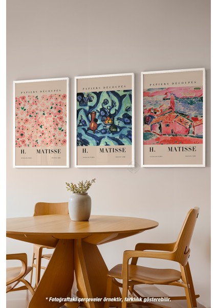 H Matisse 3'lü Beyaz Çerçeveli Poster, Tablo Seti No:17 fırsatları