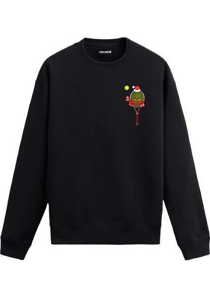 Yılbaşı Temalı Tenis Tasarım Baskılı Unisex Sweatshirt