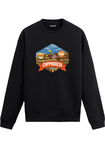 Kapadokya Temalı Manzara Tasarım Baskılı Unisex Sweatshirt