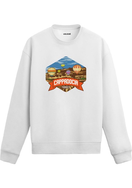 Kapadokya Temalı Manzara Tasarım Baskılı Unisex Sweatshirt