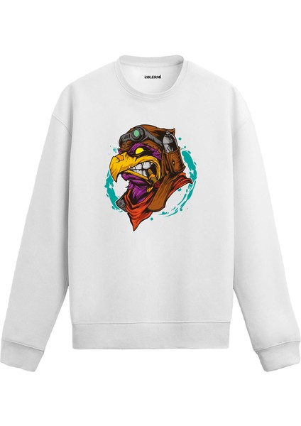 Pilot Kuş Tasarım Baskılı Unisex Sweatshirt