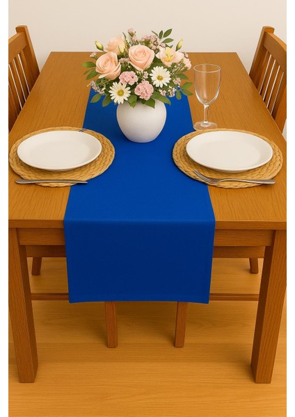 Runner Leke Tutmaz Keten Masa Örtüsü 45X160 cm Pembe