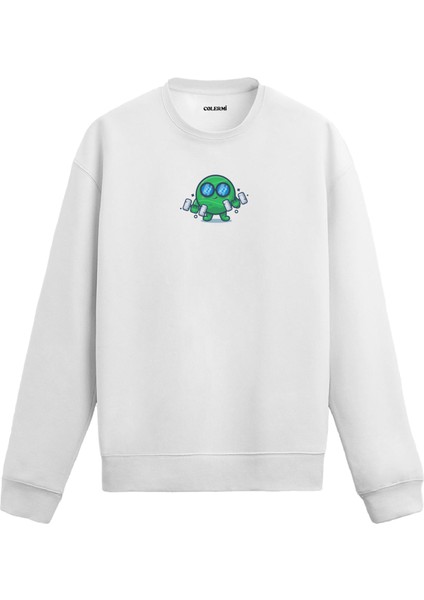 Dambıl Tutan Spor Tasarım Baskılı Unisex Sweatshirt