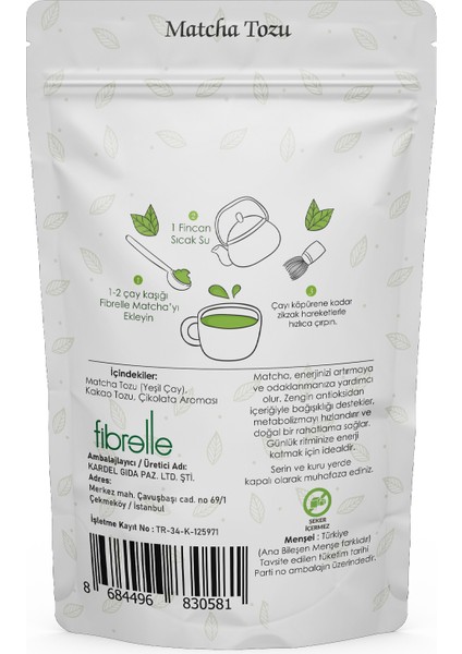 Matcha Çikolata Aromalı 50G fiyatları