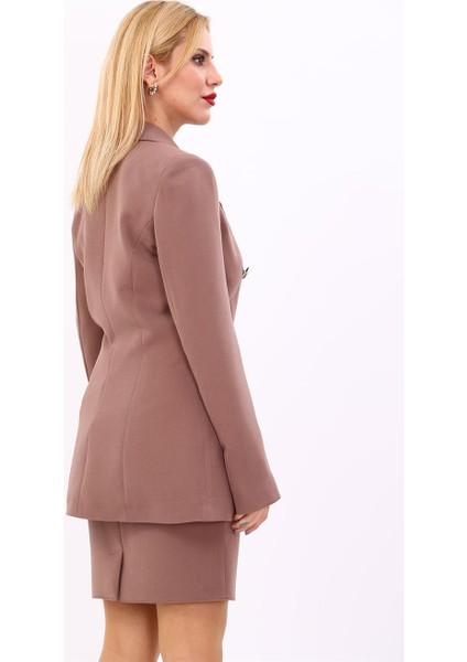 Erkek Yaka Kuruvaze Blazer Ceket-Kahve modelleri