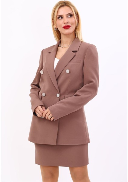 Erkek Yaka Kuruvaze Blazer Ceket-Kahve indirimleri