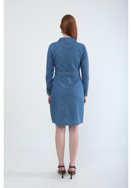 Kadın Kuşaklı Uzun Kollu Elbise