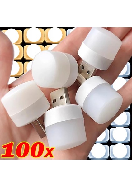100-1PCS Taşınabilir Mini Gece Işıkları USB Fiş Lambası Güç Bankası Şarjı LED Kitap Işık Yuvarlak Okuma Göz Koruma Lambası Yayılan Renk: Beyaz Işık/renk: 50 Pcs (Yurt Dışından)