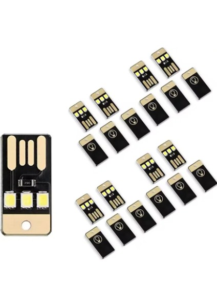 20 Paket Ultra Ince Mini USB LED Lamba, Bilgisayar Lambası, Güç Bankası, Taşınabilir Yüksek Yoğunluklu USB Lambası, Dokunmatik Anahtar, Gece Işığı (Yurt Dışından)