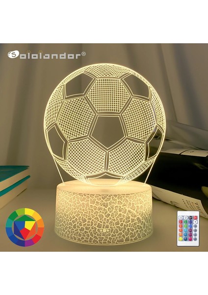 3D Illüzyon Çocuk Gece Işık Futbol Topu Dokunmatik Sensör Uzaktan Gece Lambası Çocuklar Için Yatak Odası Dekorasyon Futbol Masa Lambası Hediyelik Renk: Beyaz Taban/renk: 7 Renk Yok (Yurt Dışından)