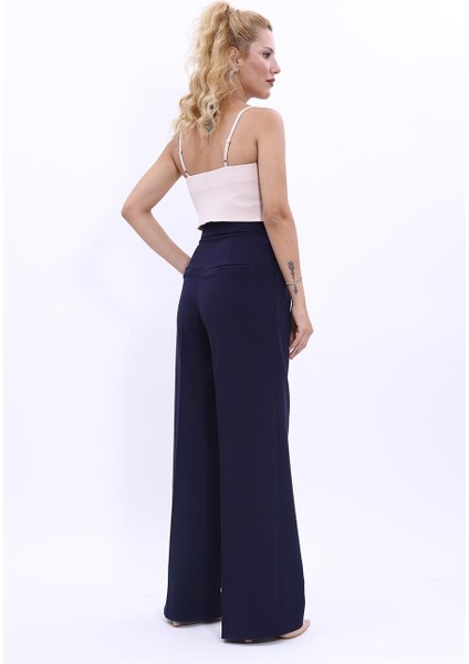 Korsaj Kemer Palazzo Pantolon-Lacivert fırsatları