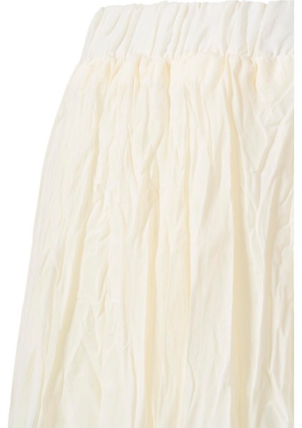 Kadın Ekru Beli Lastikli Midi Etek modelleri