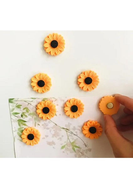 4 Adet Ay Çiçeği Model Buzdolabı Magneti Mıknatıslı Fotoğraf Tutucu Magnet