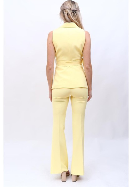 Erkek Yaka Yırtmaçlı Yelek-Sarı fırsatları