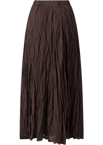 Kadın Kahverengi Beli Lastikli Midi Etek fiyatları