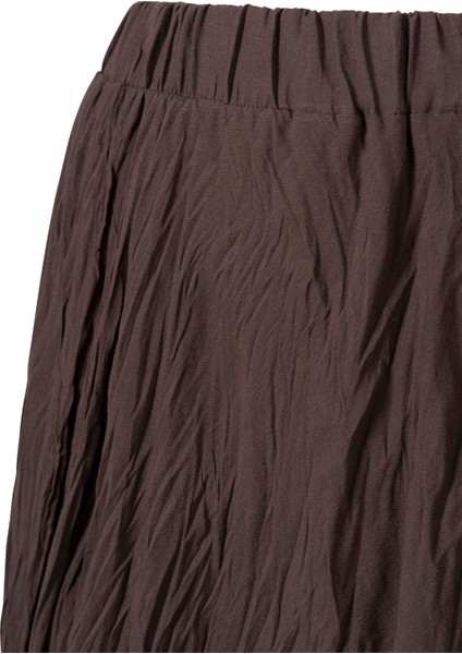 Kadın Kahverengi Beli Lastikli Midi Etek modelleri