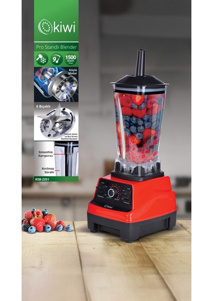 Ksb-2251 2000w 6 Paslanmaz Çelik Bıçaklı Pro Standlı Blender