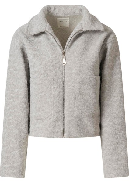 Kadın Gri Buklet Cep Detay Ceket