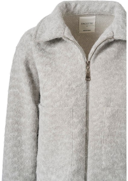 Kadın Gri Buklet Cep Detay Ceket modelleri