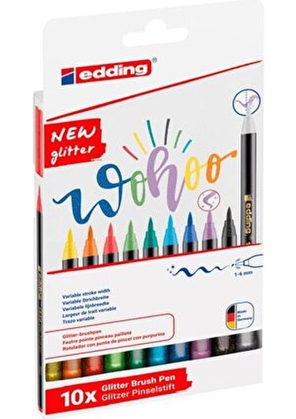 Simli Fırça Uçlu Kalem Seti 10 Renk 1-6 mm Vuruş Genişliği ile Yaratıcı Projeler İçin